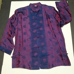 Asian style 100% purple silk tunic, S